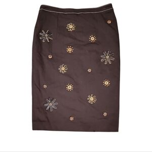 Vintage Andrew GN Brown Beaded Floral Skirt